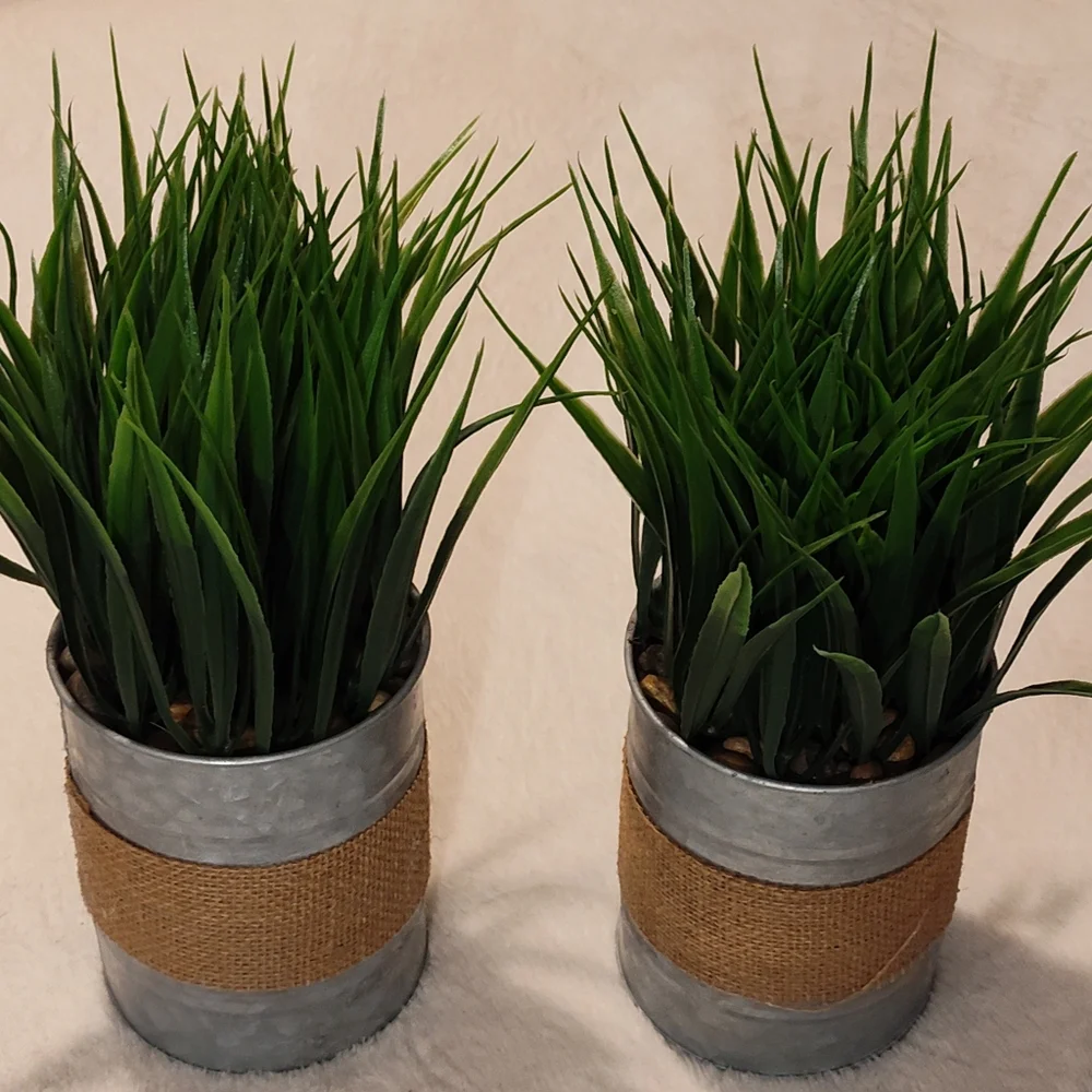 NEW! 2- Artificial Potted Grass Plants